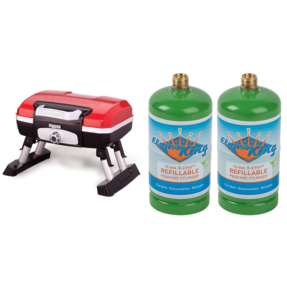 Portable Tabletop Propane Gas Grill & Refillable 1LB Propane Cylinder Tank F150
