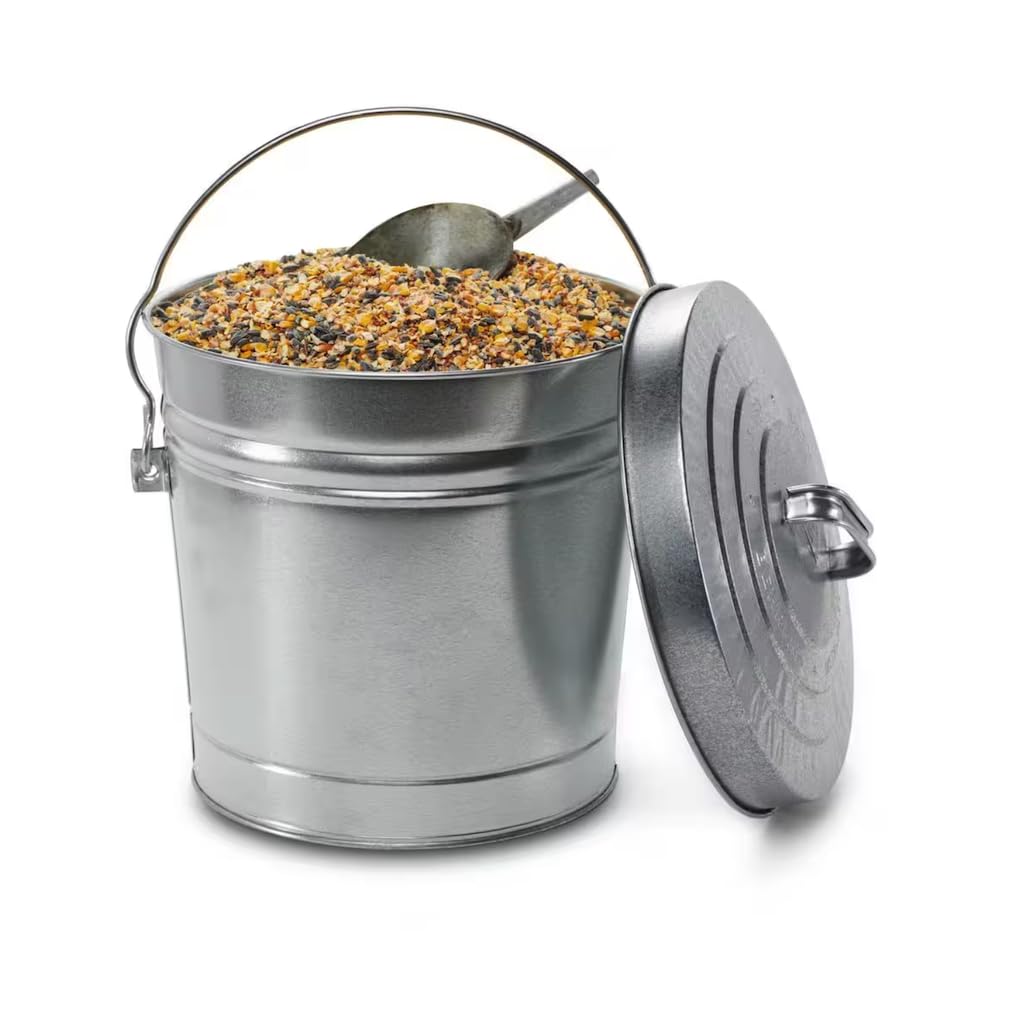 6 Gallon Galvanized Steel Round Trash Can with Locking Lid W231