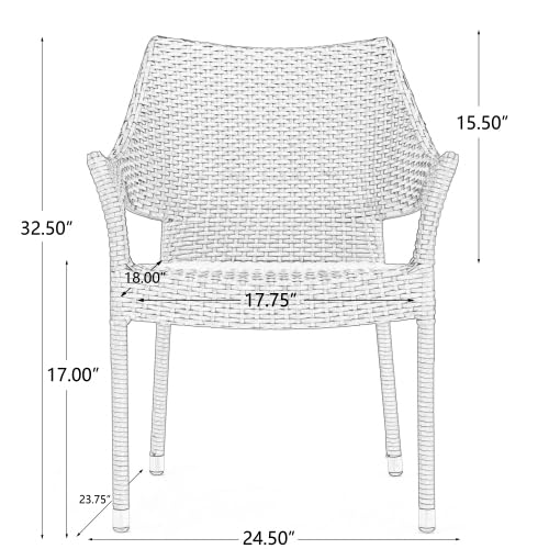 Set of 4 Grey PE Wicker Stackable Armchairs P21624