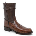 Brown Ostrich Skin Western Cowboy Boots with Zipper S5979