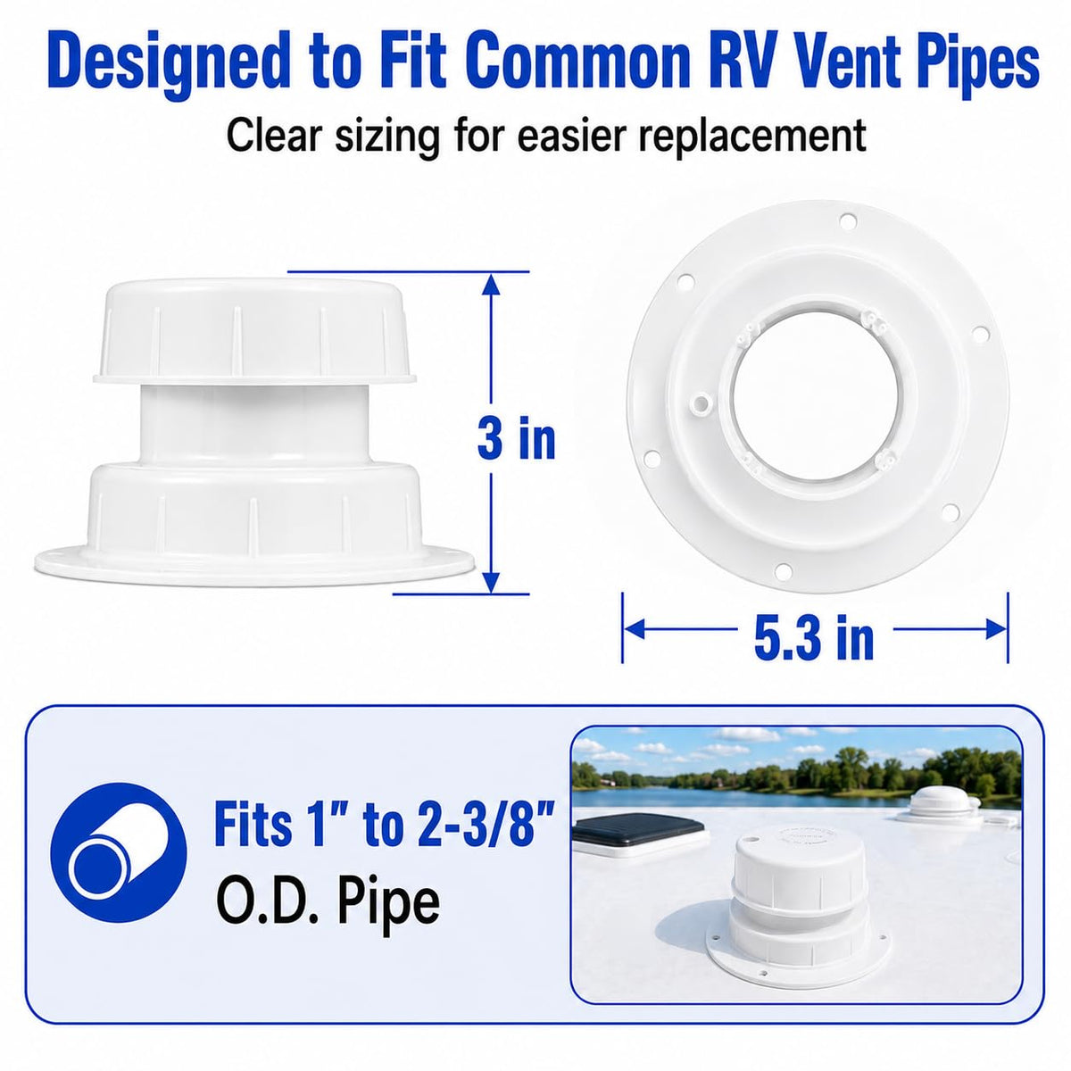 RV Plumbing Vent Caps 1 to 2 3/8" Pipe N5090