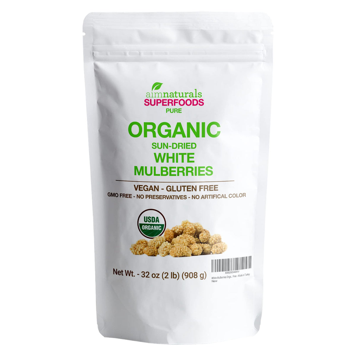 Dried White Mulberries 2 Lbs N3591