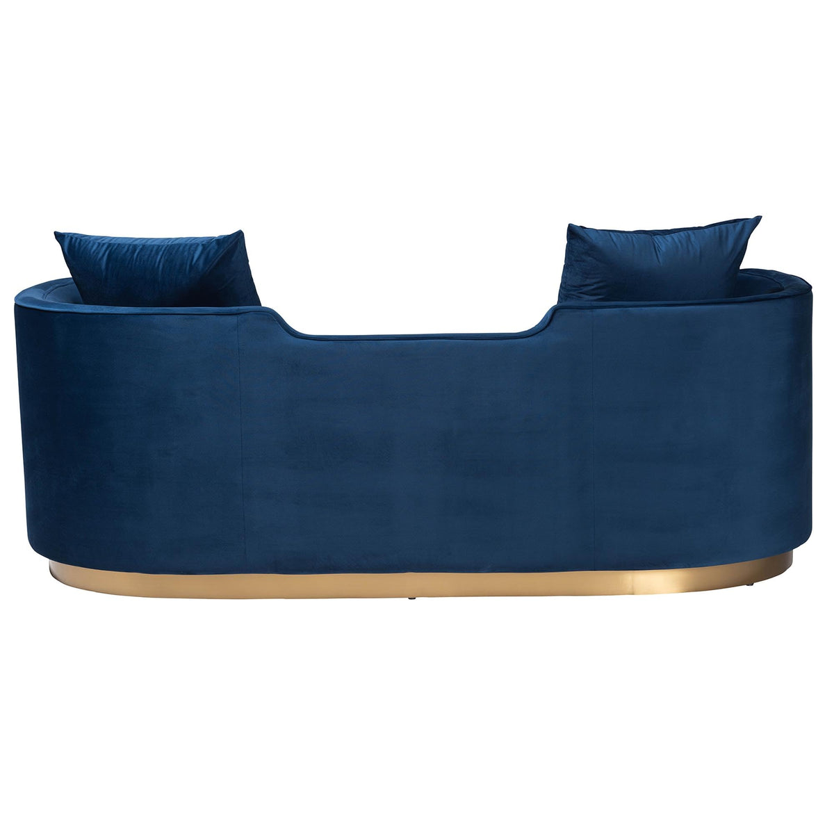 Navy Blue Velvet and Brushed Gold Metal Sofa K46256