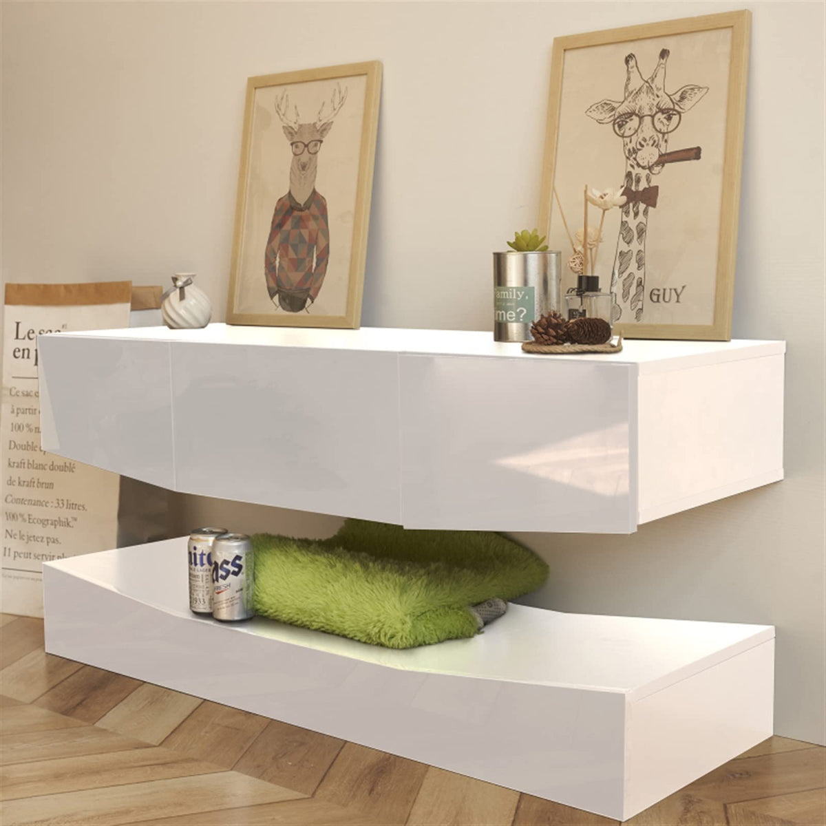 Black Floating TV Stand with 3 Drawers K705