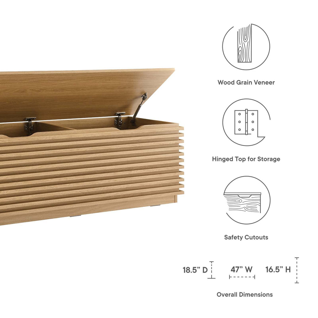 Oak Wood Grain Storage Bench B971