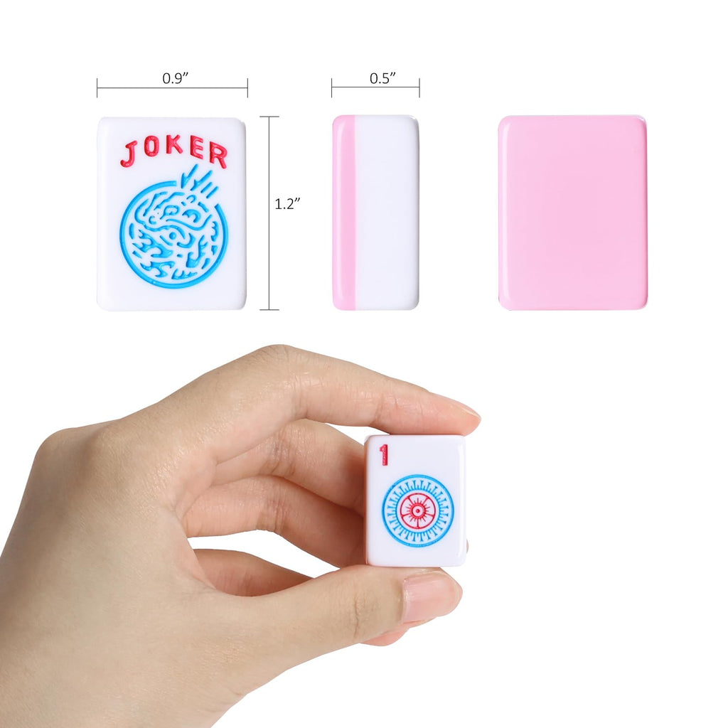 166 Pink Mahjong Set with Bag and 4 Racks H89465