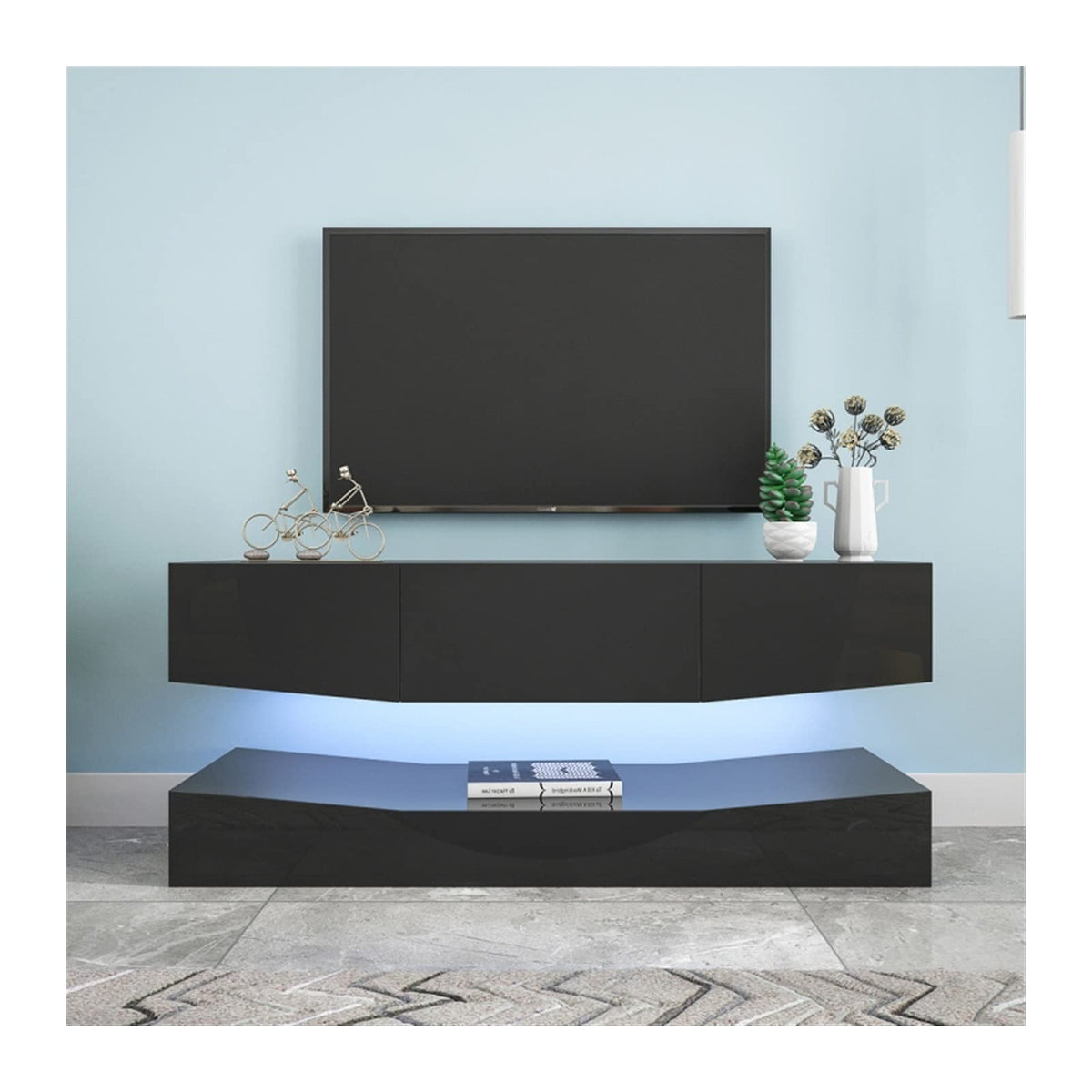 Black Floating TV Stand with 3 Drawers K705