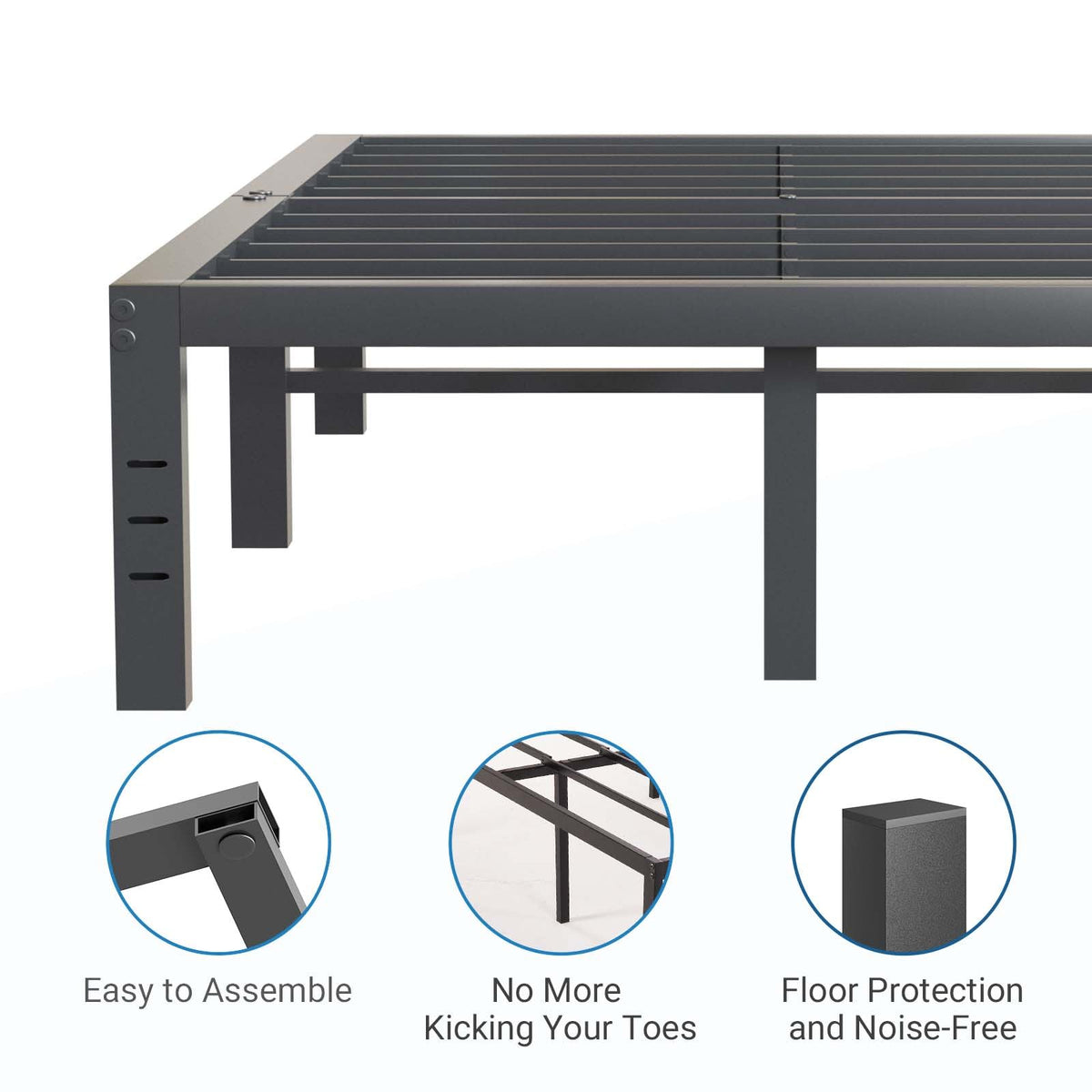 Queen Size 18 Inch Metal Platform Bed Frame H61238