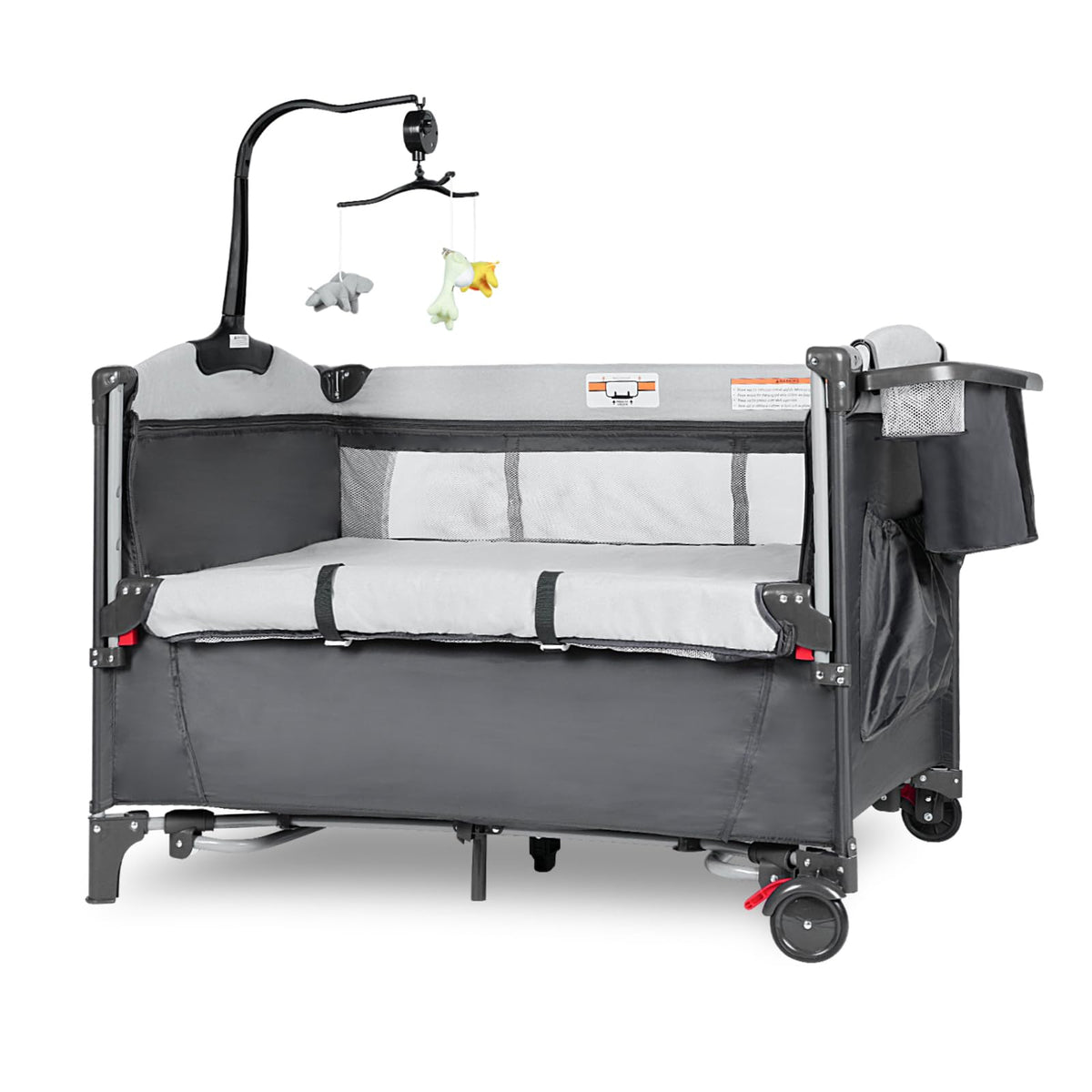 5-in-1 Pack and Play Baby Bassinet Bedside Sleeper Grey A909