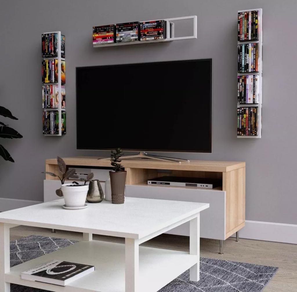 34 Inch White Metal CD Storage Shelf B1495