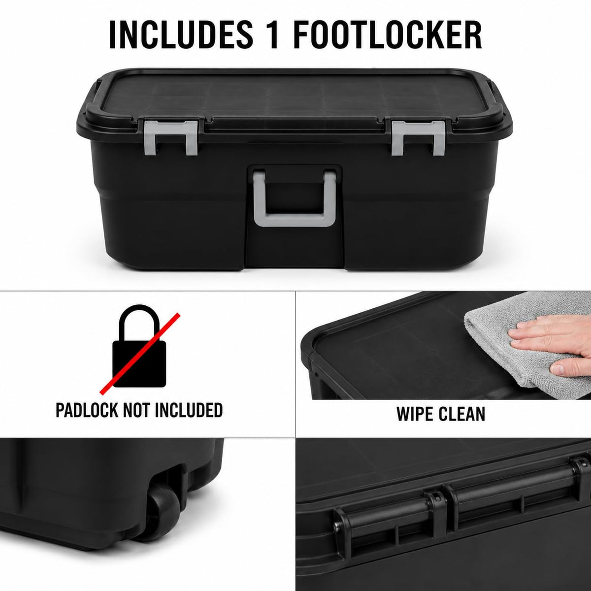 22 Gallon Wheeled Black Storage Trunk N746