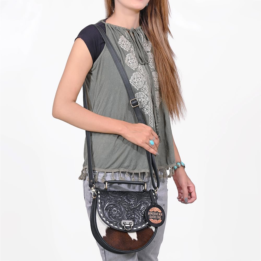 Genuine Leather Hair-On Cowhide Mini Crossbody Q9080