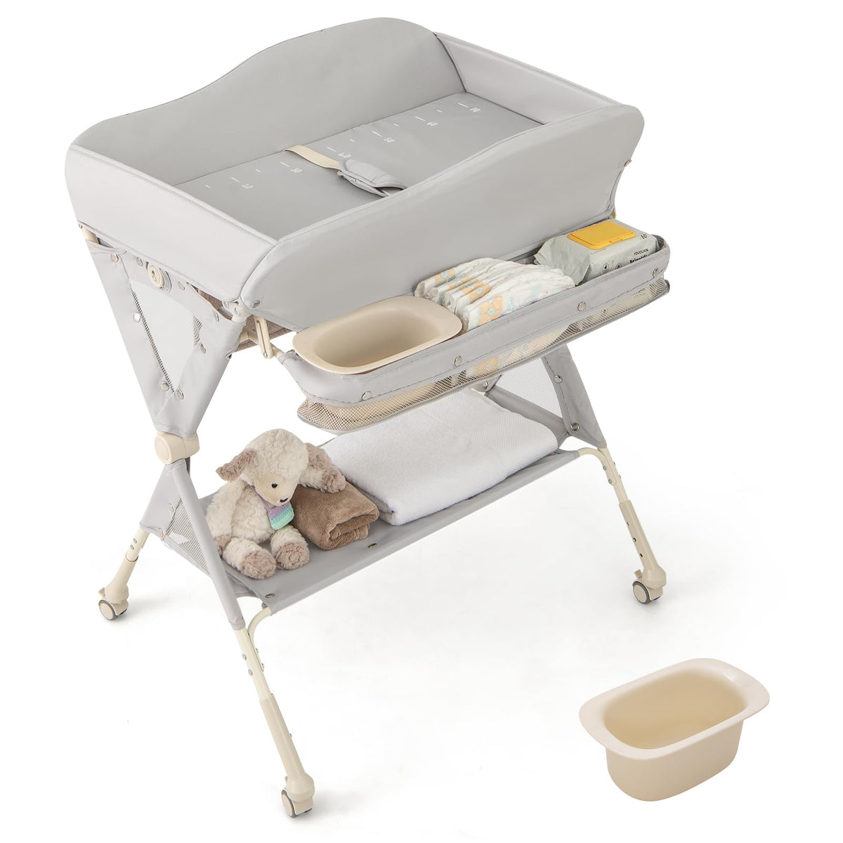 Portable Foldable Baby Changing Table with Wheels G2741
