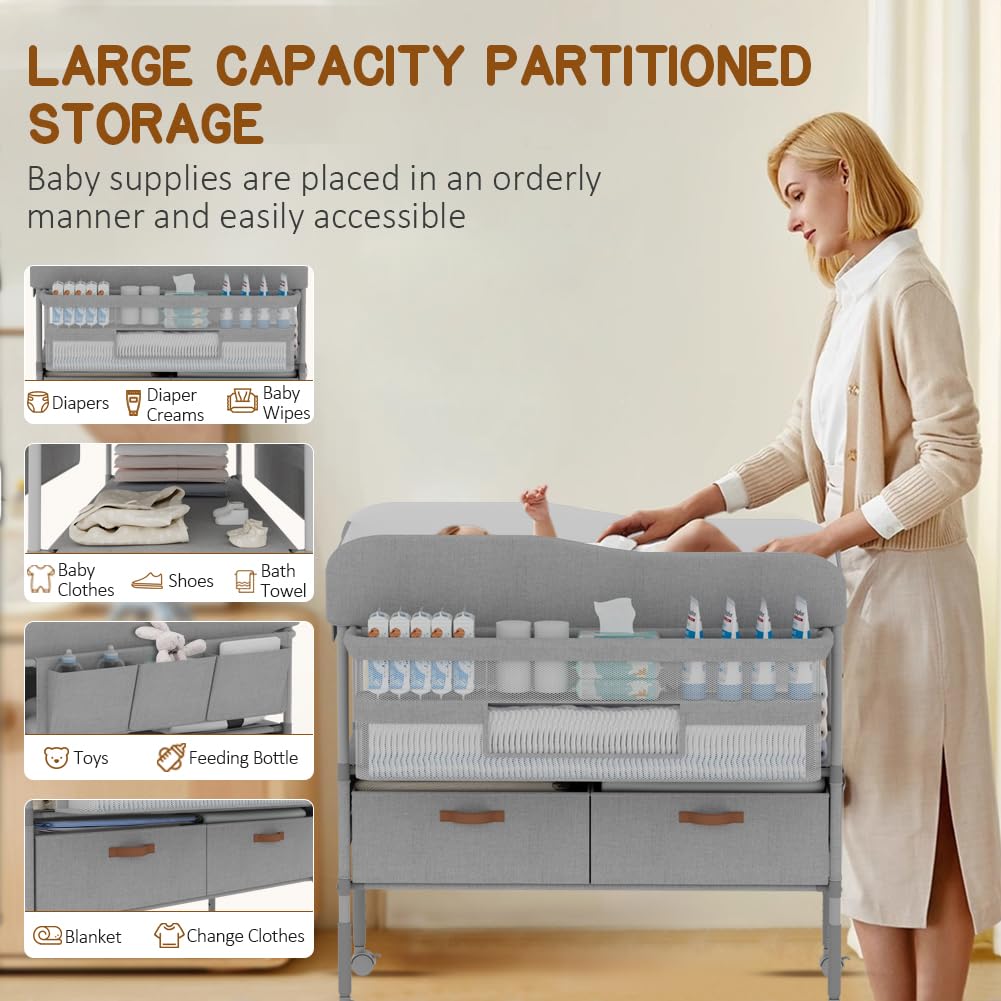 Portable Baby Changing Table with Storage Drawers O84114
