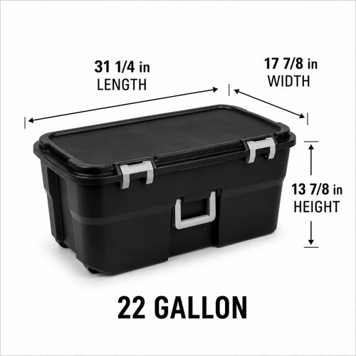 22 Gallon Wheeled Black Storage Trunk N746