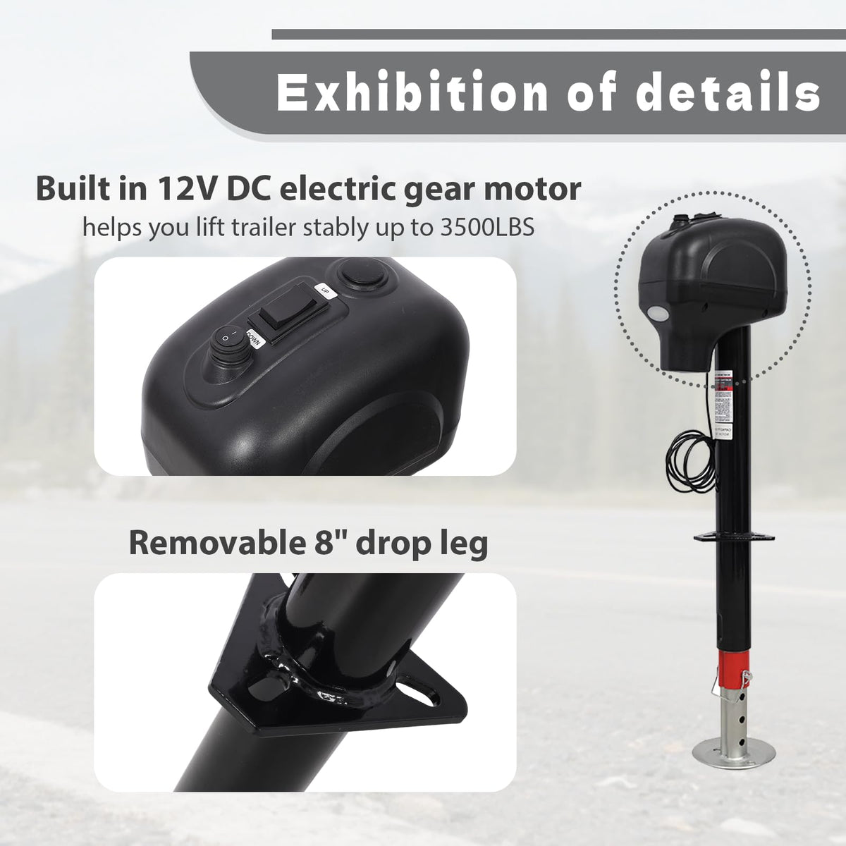 Electric Power Tongue Jack 3500lbs 12V DC I4362