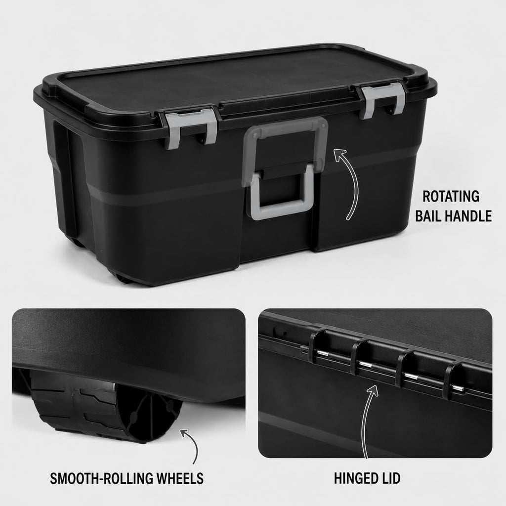 22 Gallon Wheeled Black Storage Trunk N746