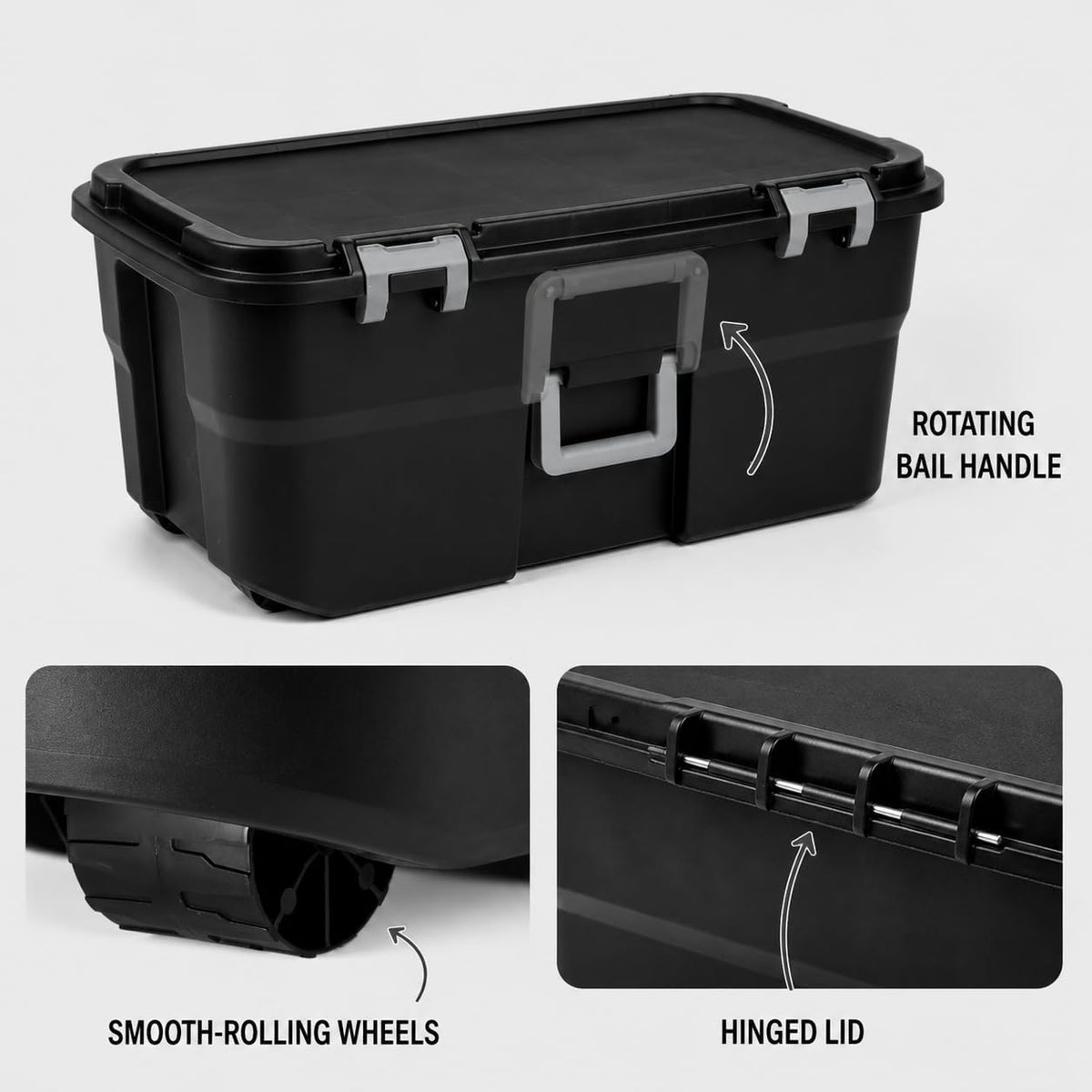 22 Gallon Wheeled Black Storage Trunk N746
