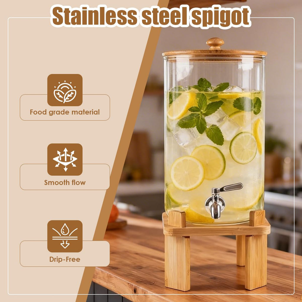 2.3 Gallon Glass Beverage Dispenser with Spigot V7890