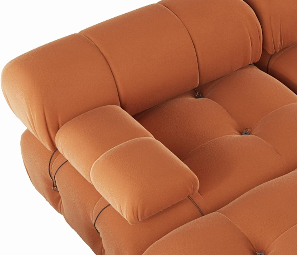 Orange Velvet U-Shaped Sectional Sofa with Chaise Y1659