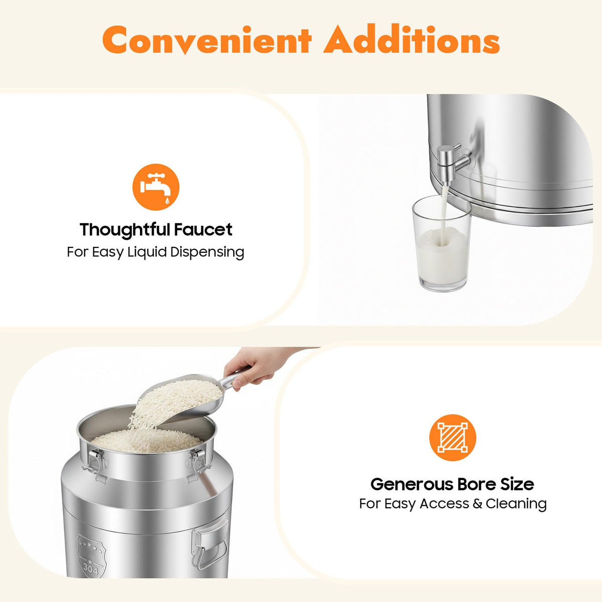304 Stainless Steel 76L Sealed Bucket with Faucet S611
