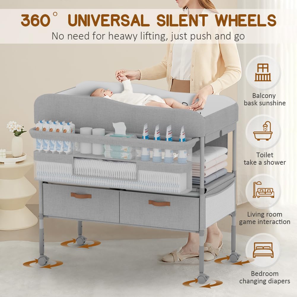 Portable Baby Changing Table with Storage Drawers O84114