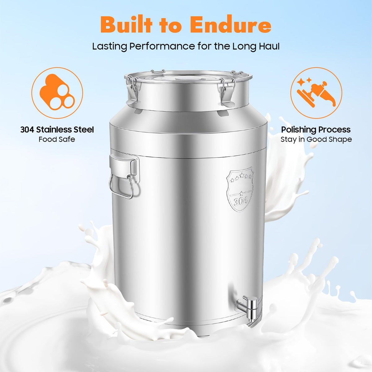 304 Stainless Steel 76L Sealed Bucket with Faucet S611