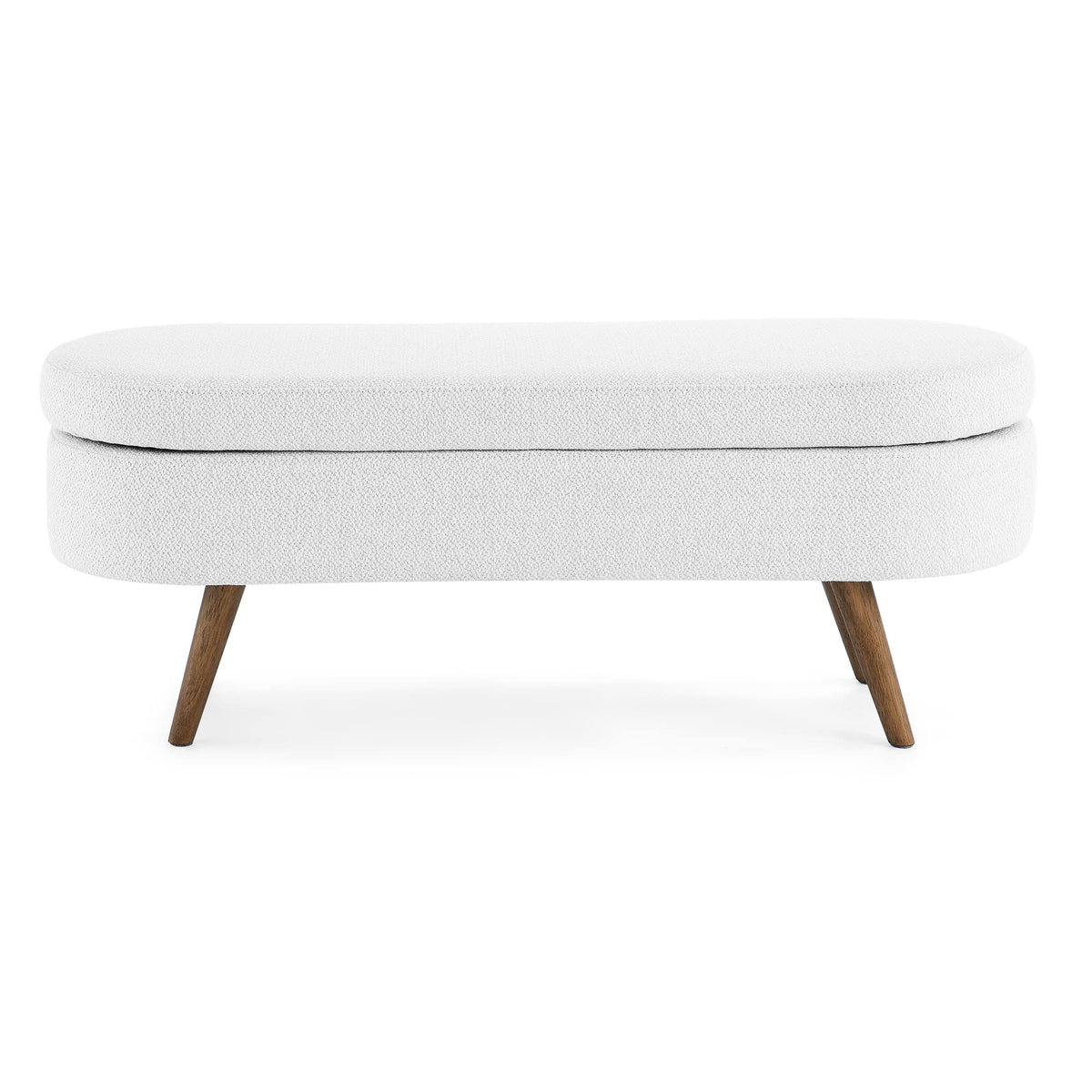 White Storage Bench with Rubber Wood Legs A7117