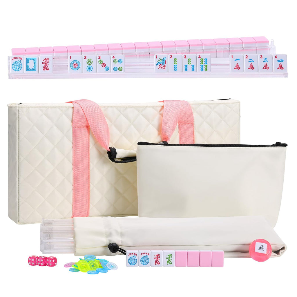 166 Pink Mahjong Set with Bag and 4 Racks H89465