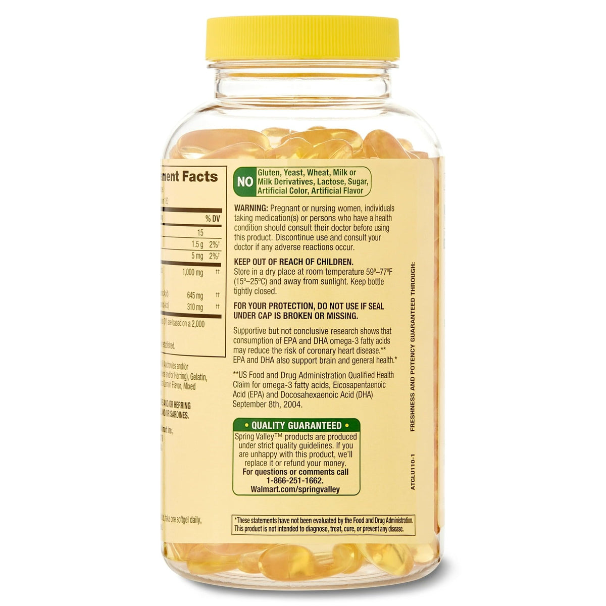 Omega-3 Fish Oil Soft Gels 1000 mg 180 Count Dietary Supplement Q727