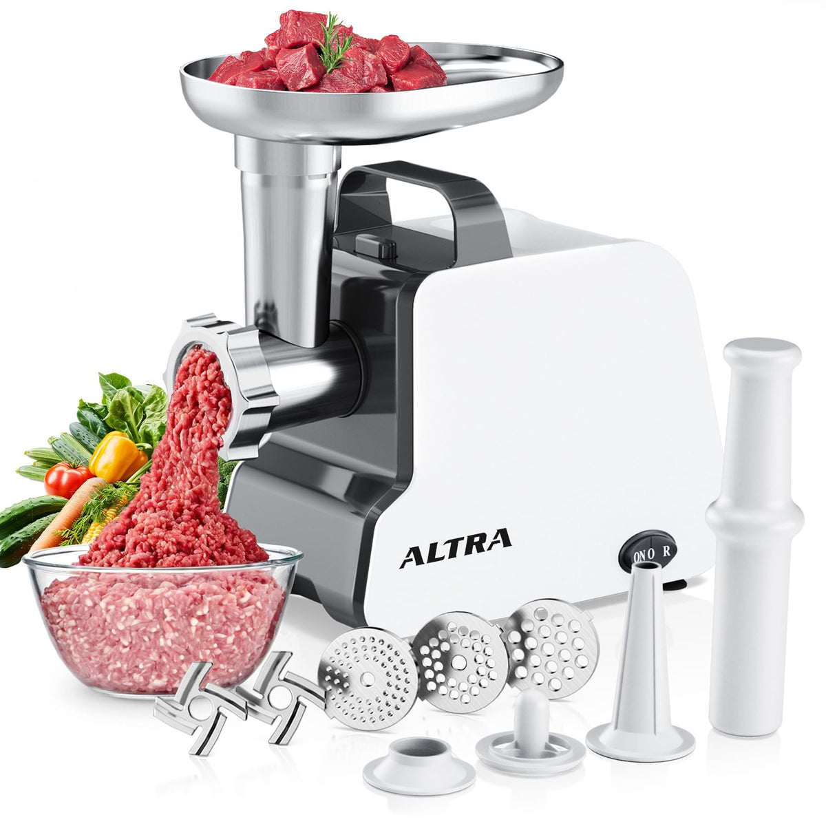 2300W Electric Meat Grinder with 2 Blades and 3 Grinding Plates M643