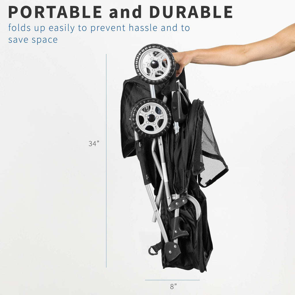 Black 4 Wheel Foldable Pet Stroller K2051