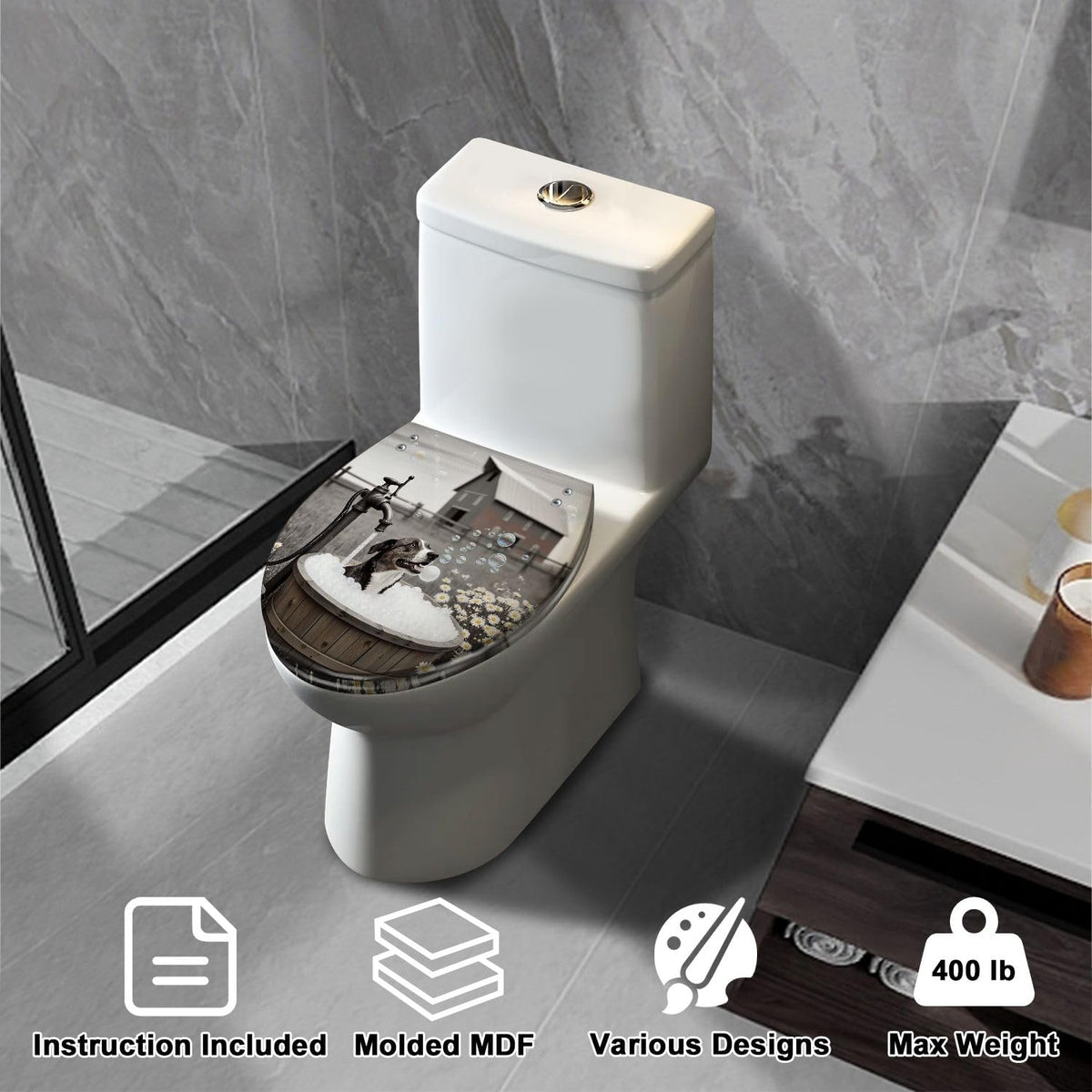 Elongated Slow Close Resin Toilet Seat Q369535