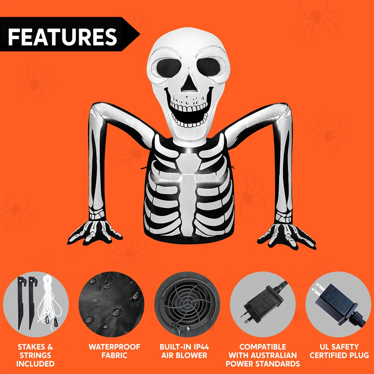 5.5 FT Long Inflatable Skeleton Outdoor Decoration with LEDs N600