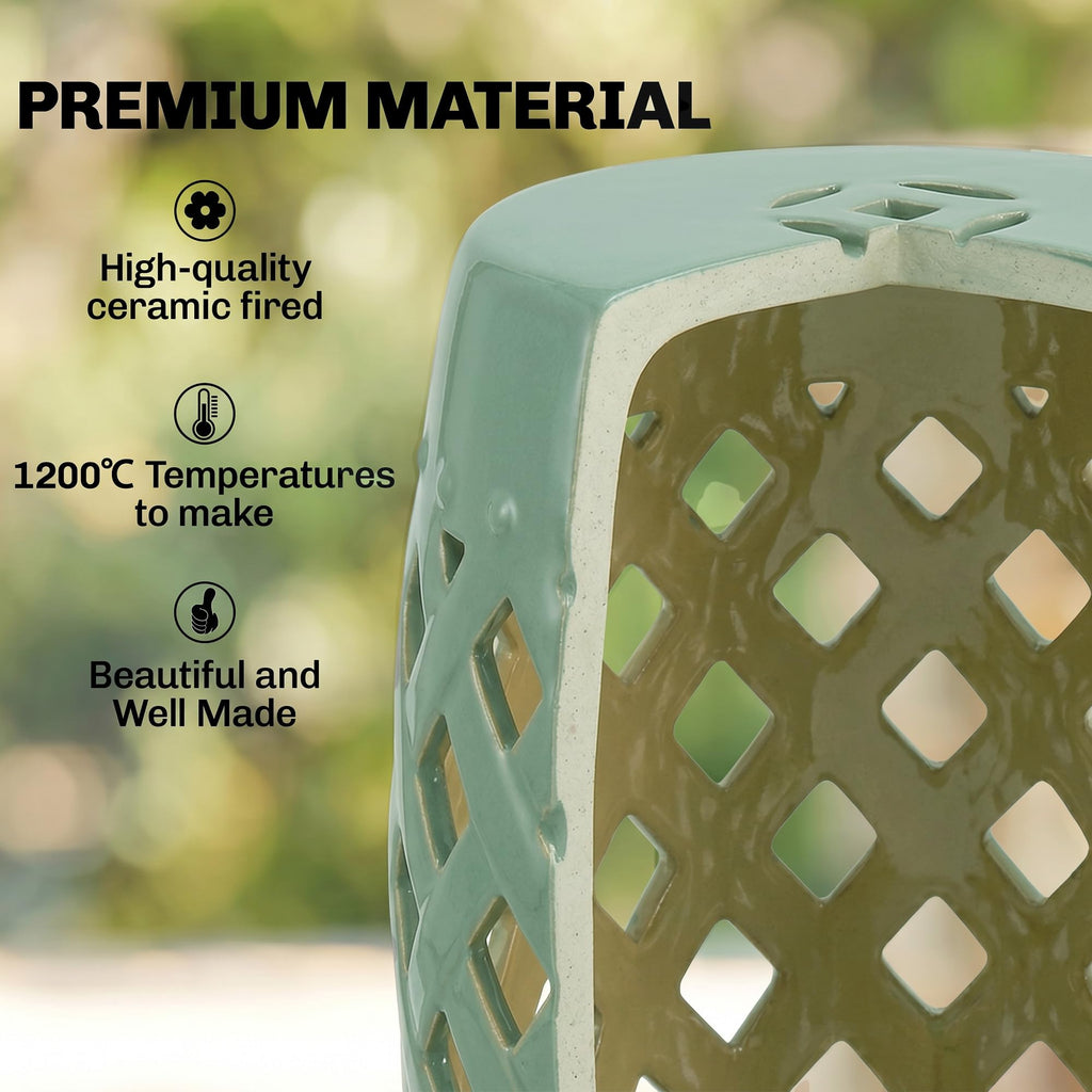 Ceramic Garden Stool Outdoor Stool Green N349