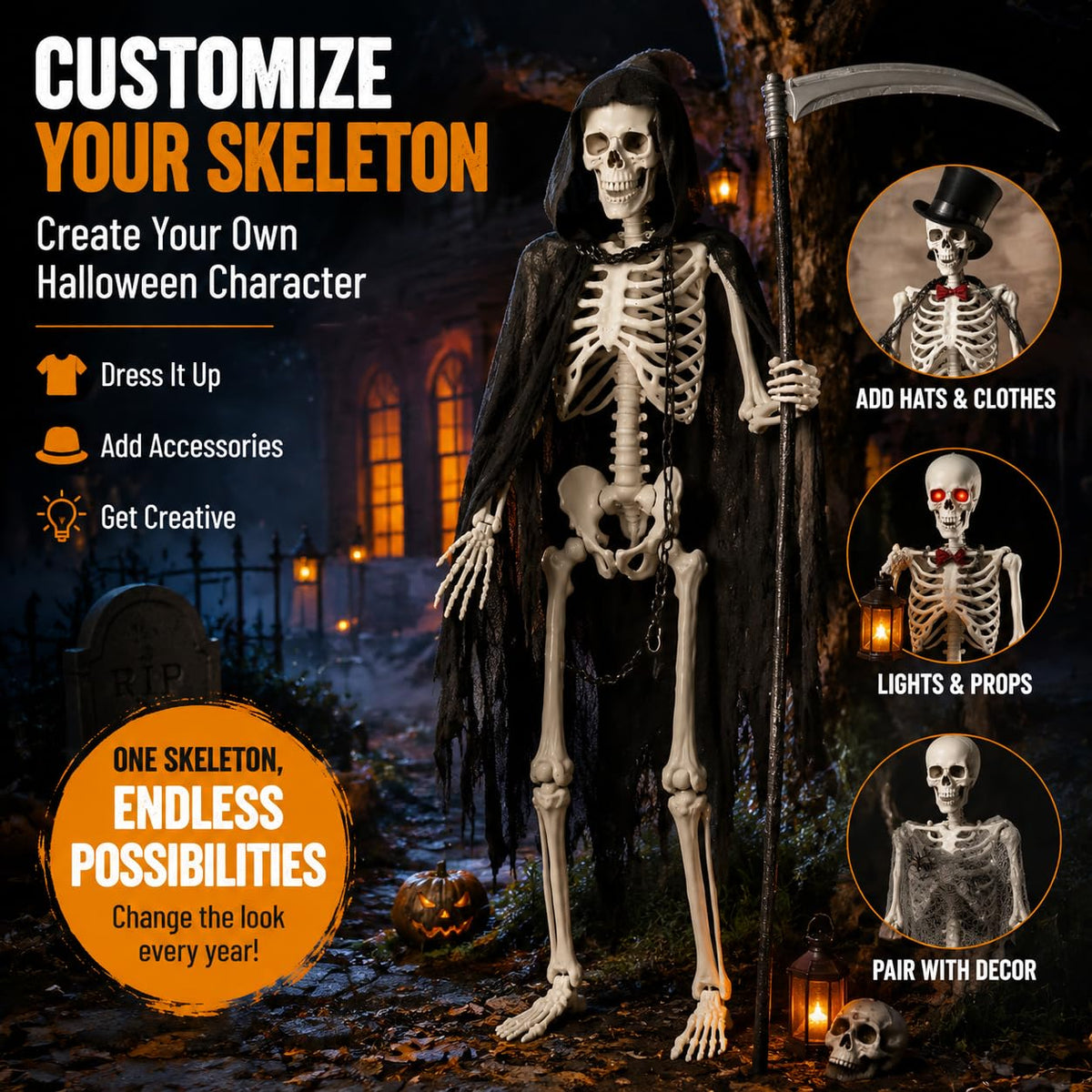 5.4 FT Poseable Skeleton N69823