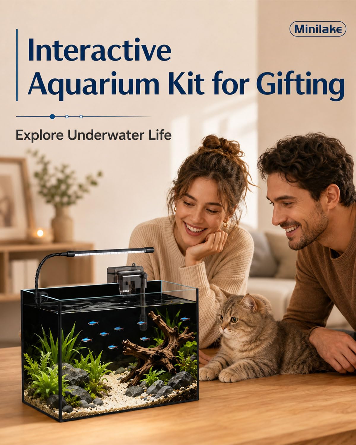 5 Gallon Rimless Glass Aquarium Starter Kit G9014