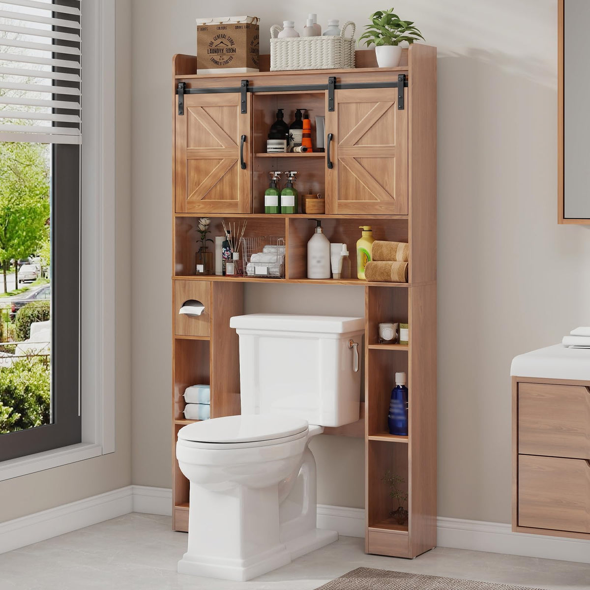 Over The Toilet Cabinet with Sliding Doors J869