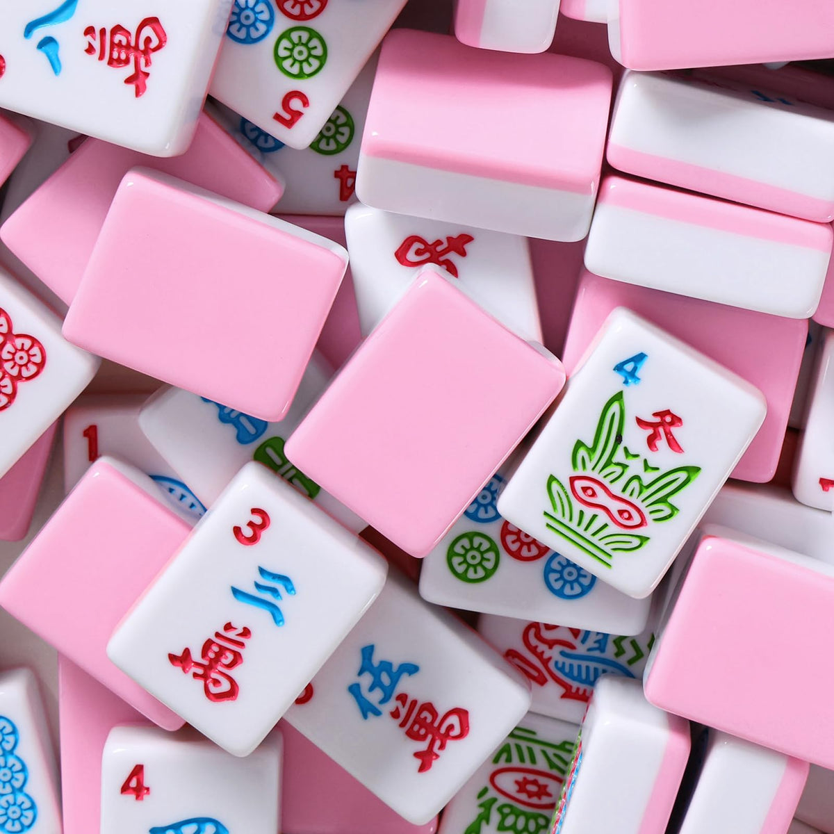 166 Pink Mahjong Set with Bag and 4 Racks H89465