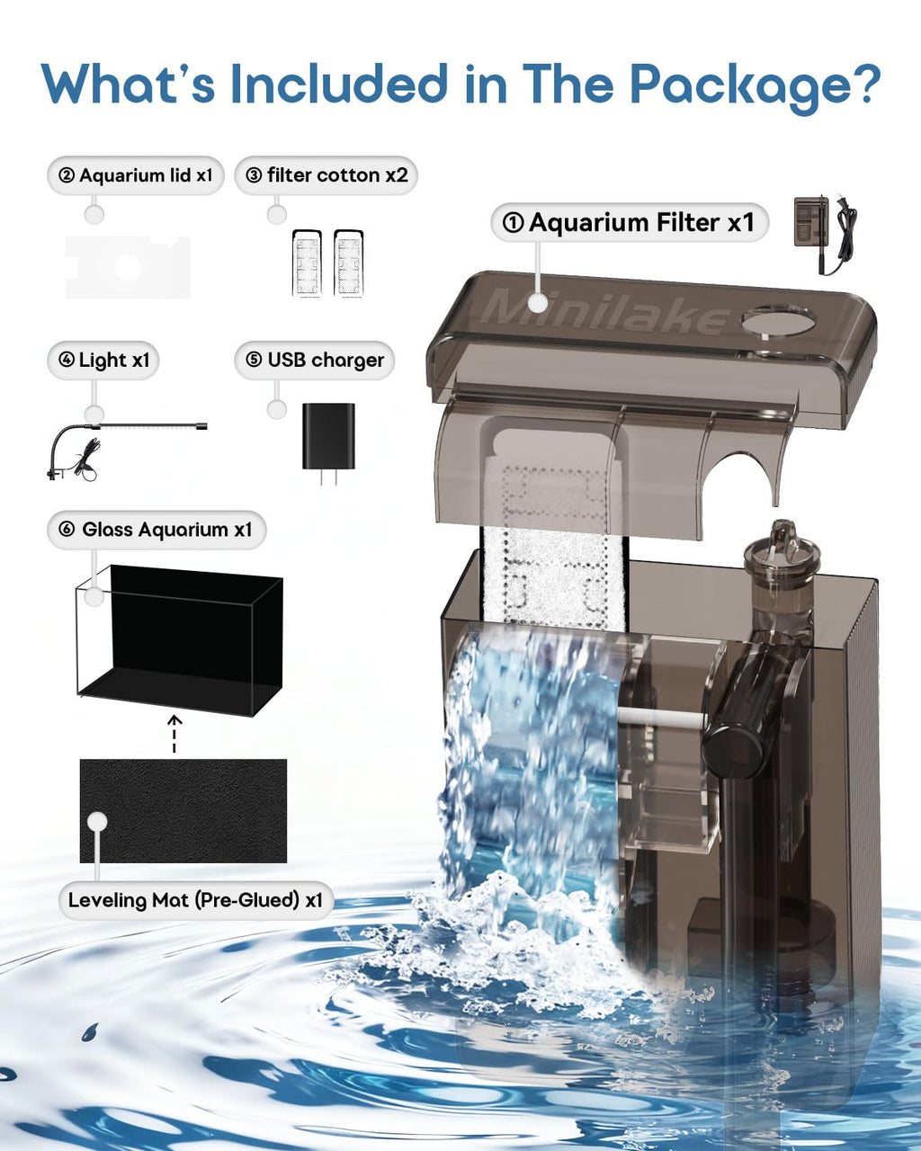 5 Gallon Rimless Glass Aquarium Starter Kit G9014