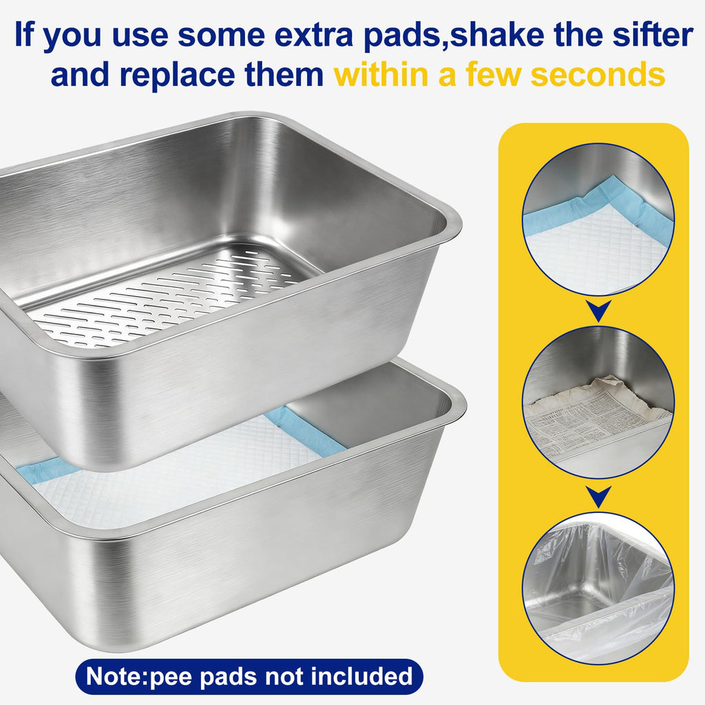 Stainless Steel Sifting Litter Box with Sifter O812877