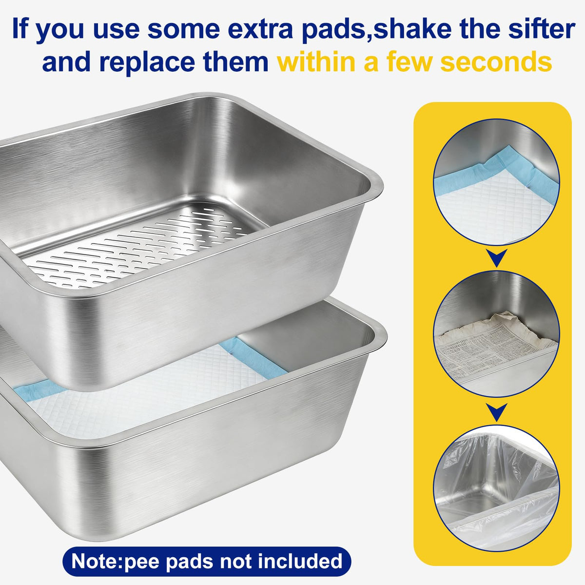 Stainless Steel Sifting Litter Box with Sifter O812877