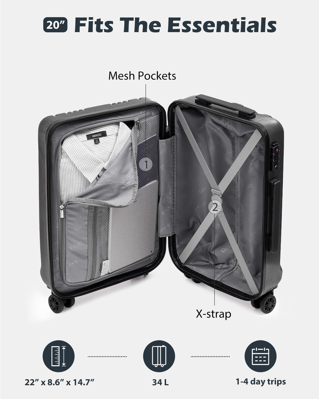 PC+ABS Hardshell Luggage with TSA Lock and Spinner Wheels R16688