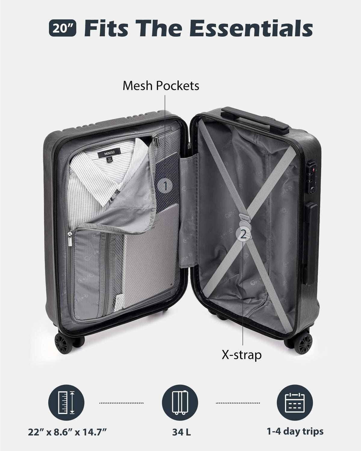 PC+ABS Hardshell Luggage with TSA Lock and Spinner Wheels R16688