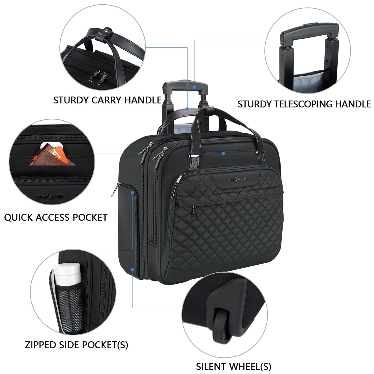 Rolling Laptop Bag 15.6 Inch Black H23244