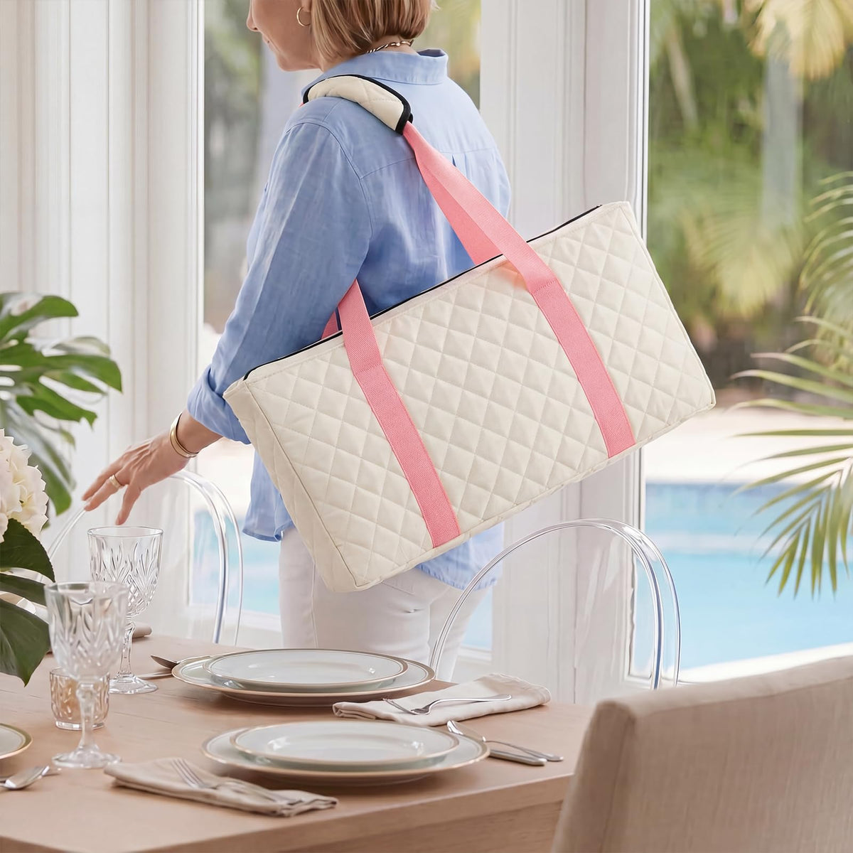 166 Pink Mahjong Set with Bag and 4 Racks H89465