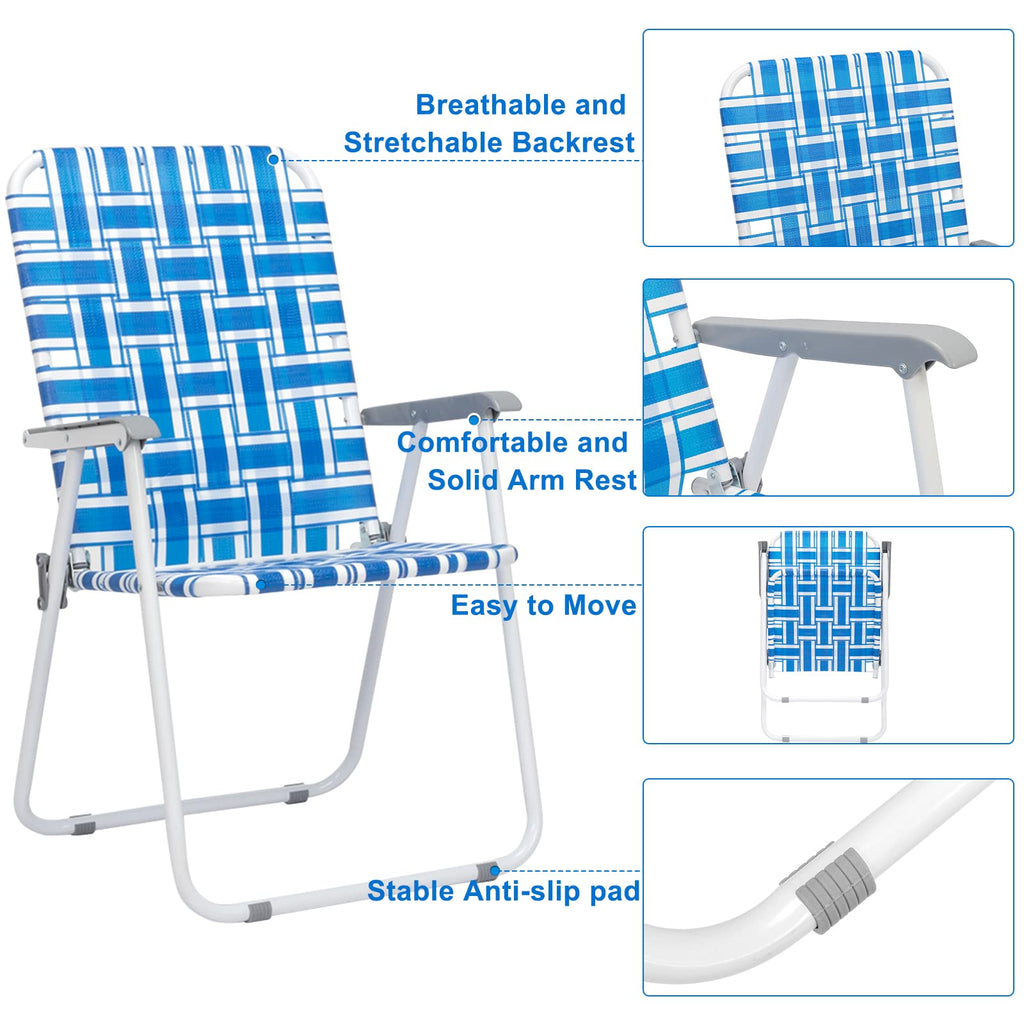 Set of 2 Blue Webbed Folding Patio Chair P85212
