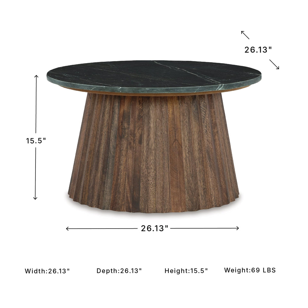 Round Fluted Marble Coffee Table O365