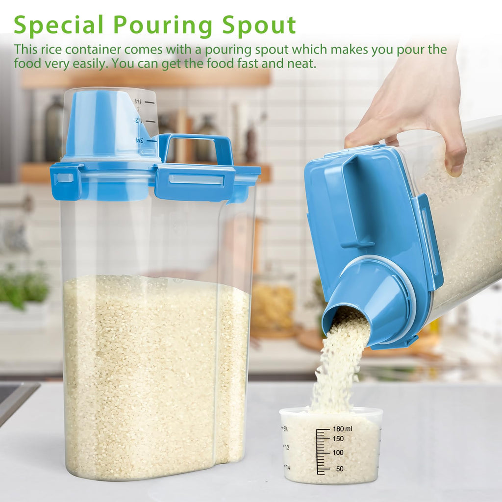 Airtight Rice Storage Container with Measuring Cup F977