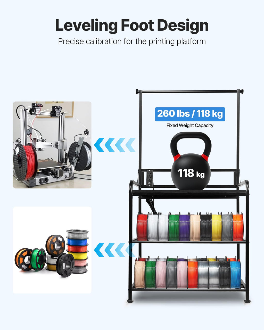 3-Tier Filament Storage Rack with Wheels E845562